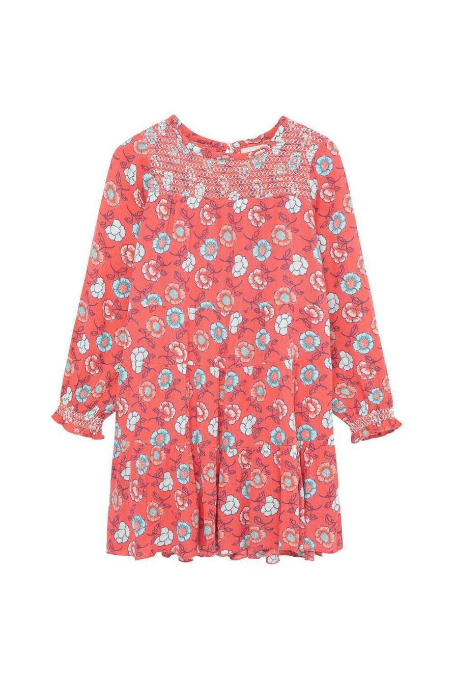 NEW PEEK AREN'T YOU CURIOUS girl's floral smocking dress in print-red